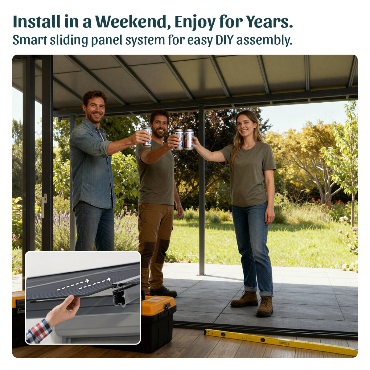 Sierra Cabrio Aluminum Patio Covers 10 x 18 ft. Retractable Grey Panels | Palram-Canopia-Delightful Yard