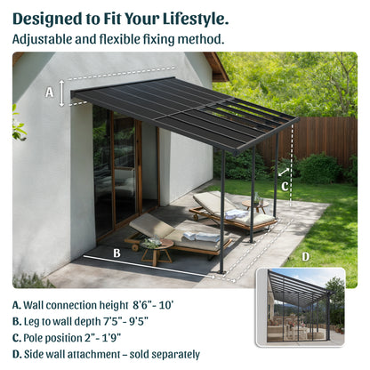 Sierra Cabrio Aluminum Patio Covers 10 x 18 ft. Retractable Grey Panels | Palram-Canopia-Delightful Yard