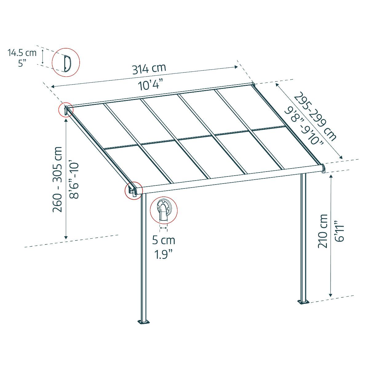 Sierra Cabrio Aluminum Patio Covers 10 x 10 ft. Retractable Grey Panels | Palram-Canopia-Delightful Yard