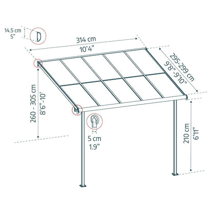 Sierra Cabrio Aluminum Patio Covers 10 x 10 ft. Retractable Grey Panels | Palram-Canopia-Delightful Yard