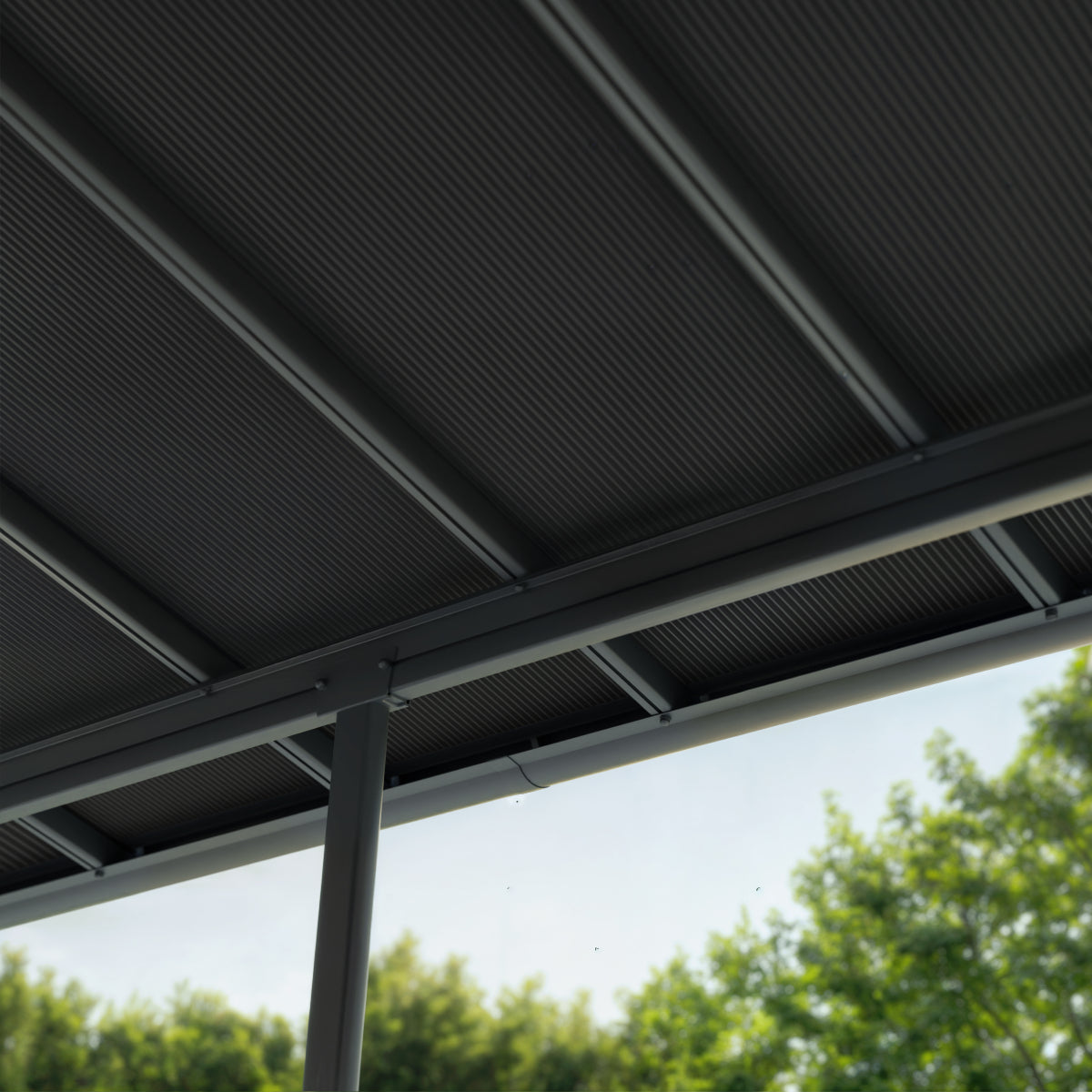 Sierra Cabrio Aluminum Patio Covers 10 x 18 ft. Retractable Grey Panels | Palram-Canopia-Delightful Yard