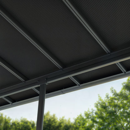 Sierra Cabrio Aluminum Patio Covers 10 x 18 ft. Retractable Grey Panels | Palram-Canopia-Delightful Yard