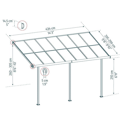 Sierra Cabrio Aluminum Patio Covers 10 x 14 ft. Retractable Grey Panels | Palram-Canopia-Delightful Yard