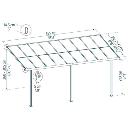 Sierra Cabrio Aluminum Patio Covers 10 x 18 ft. Retractable Grey Panels | Palram-Canopia-Delightful Yard