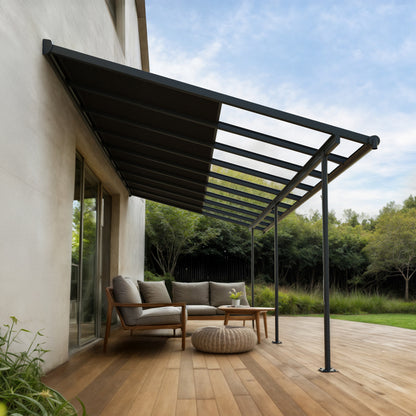 Sierra Cabrio Aluminum Patio Covers 10 x 18 ft. Retractable Grey Panels | Palram-Canopia-Delightful Yard