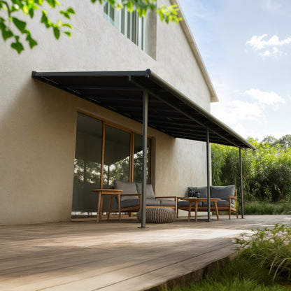 Sierra Cabrio Aluminum Patio Covers 10 x 18 ft. Retractable Grey Panels | Palram-Canopia-Delightful Yard