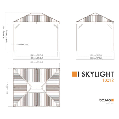 Skylight Aluminum Gazebo 10 x 12 ft | Sojag-Delightful Yard