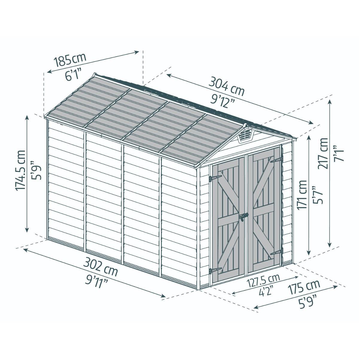 Skylight Shed 6 x 10 ft. Beige | Palram-Canopia-Delightful Yard