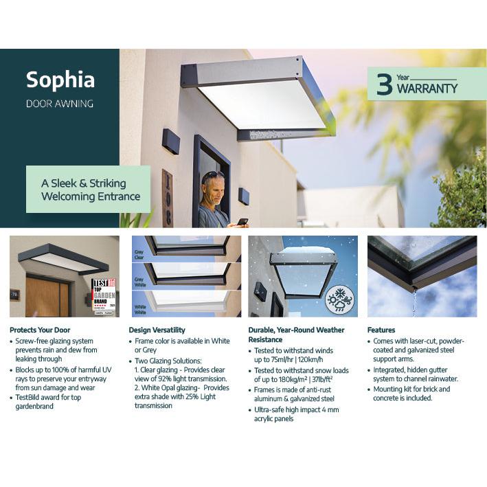 Sophia Door Awning 5 x 3 ft | Palram-Canopia-Delightful Yard