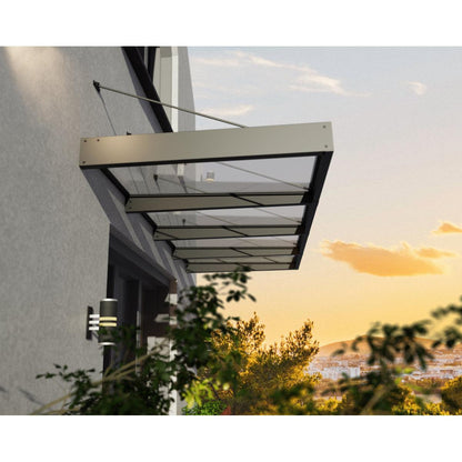 Sophia XL Door Awning 12.5 x 4.5 ft Clear Panel | Palram-Canopia-Delightful Yard