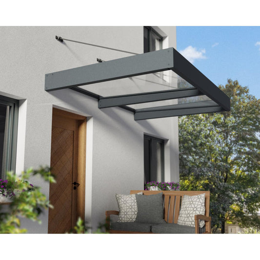 Sophia XL Door Awning 6 x 4.5 ft Clear Panel | Palram-Canopia-Delightful Yard