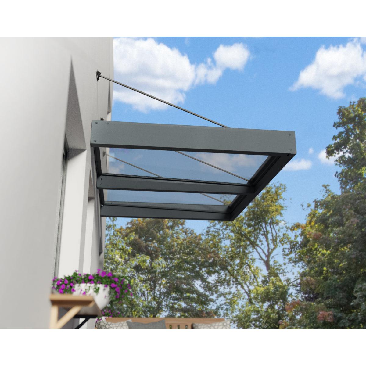 Sophia XL Door Awning 6 x 4.5 ft Clear Panel | Palram-Canopia-Delightful Yard