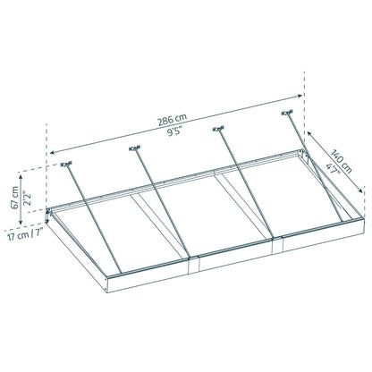 Sophia XL Door Awning 9.5 x 4.5 ft Clear Panel | Palram-Canopia-Delightful Yard