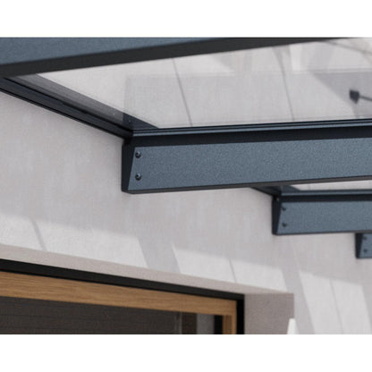 Sophia XL Door Awning 12.5 x 4.5 ft Clear Panel | Palram-Canopia-Delightful Yard