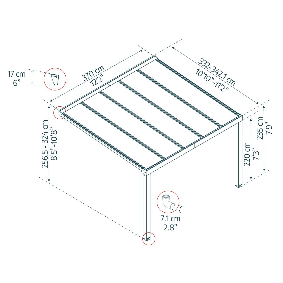 Stockholm Aluminum Patio Covers 11 x 12 ft. Clear Panels | Palram-Canopia-Delightful Yard