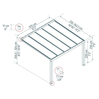 Stockholm Aluminum Patio Covers 11 x 12 ft. Clear Panels | Palram-Canopia-Delightful Yard