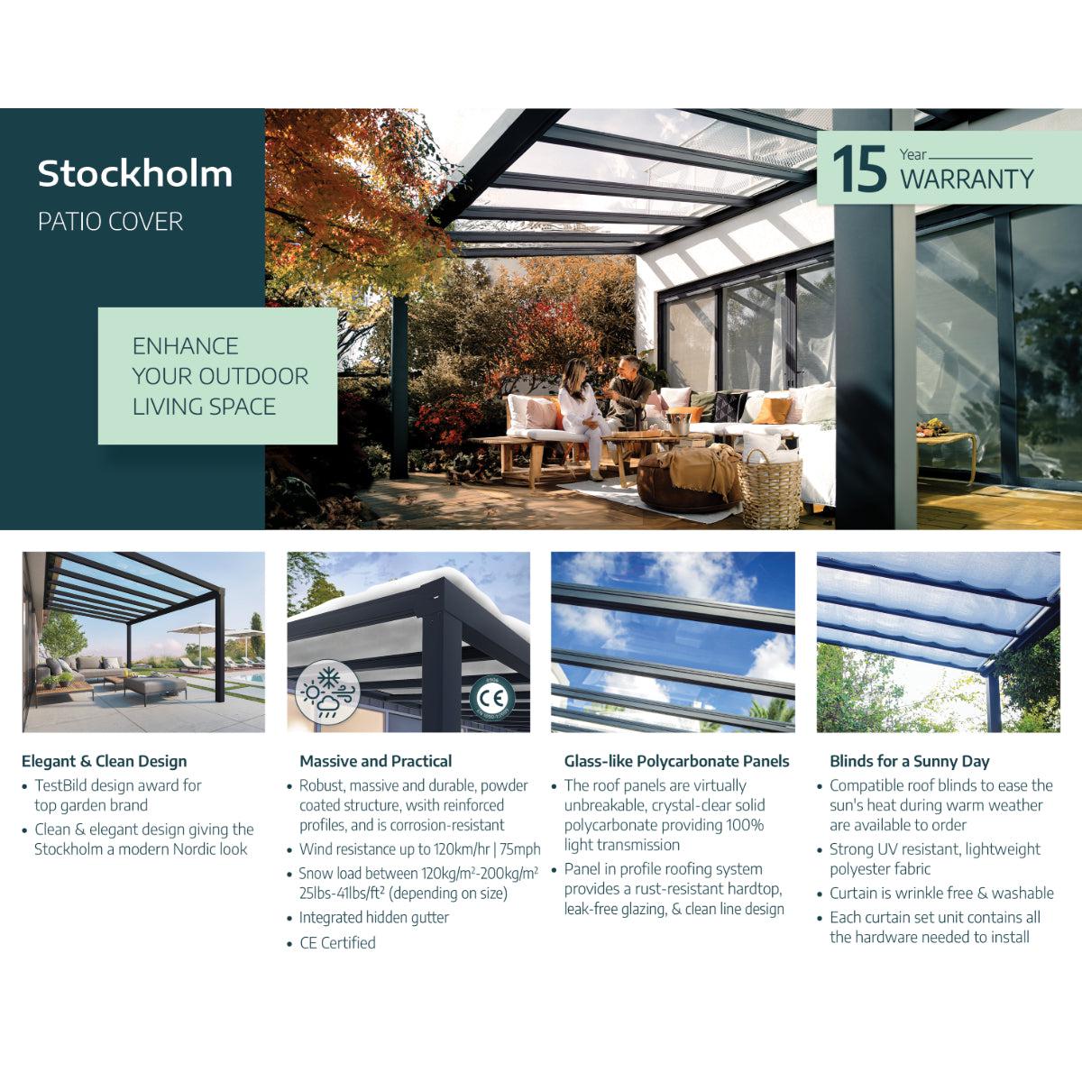 Stockholm Aluminum Patio Covers 11 x 17 ft. Clear Panels | Palram-Canopia-Delightful Yard