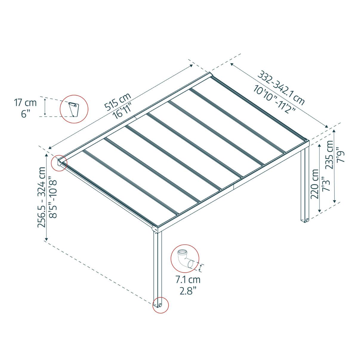Stockholm Aluminum Patio Covers 11 x 17 ft. Clear Panels | Palram-Canopia-Delightful Yard