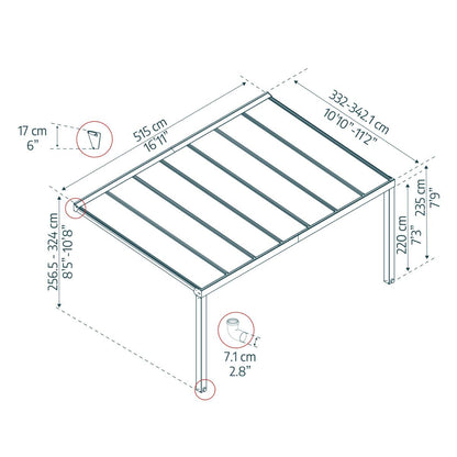 Stockholm Aluminum Patio Covers 11 x 17 ft. Clear Panels | Palram-Canopia-Delightful Yard