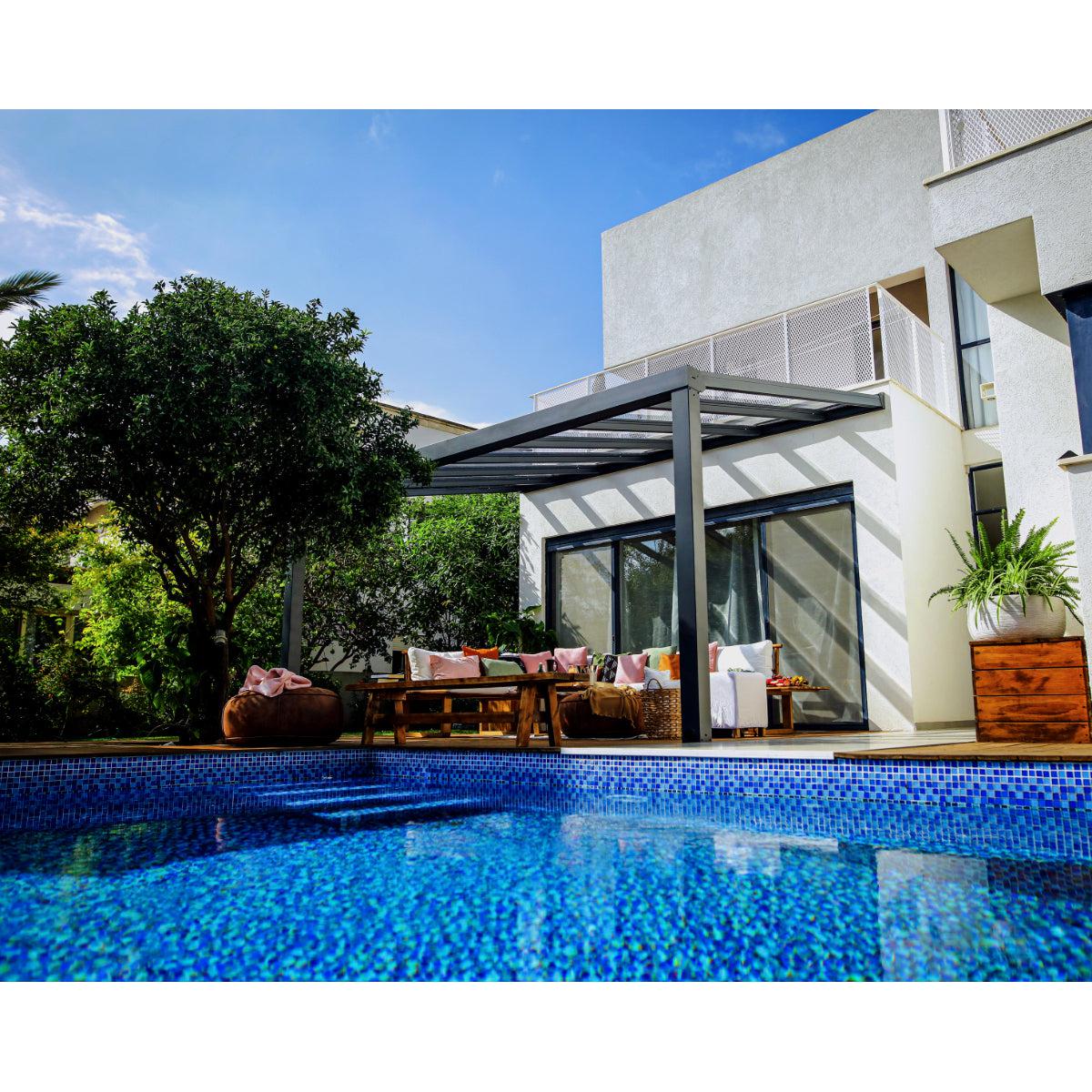 Stockholm Aluminum Patio Covers 11 x 17 ft. Clear Panels | Palram-Canopia-Delightful Yard