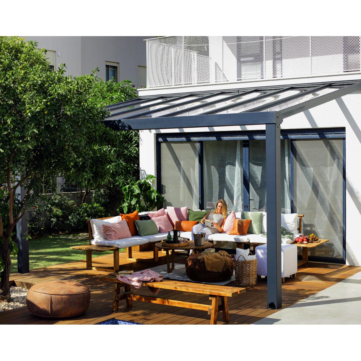 Stockholm Aluminum Patio Covers 11 x 17 ft. Clear Panels | Palram-Canopia-Delightful Yard