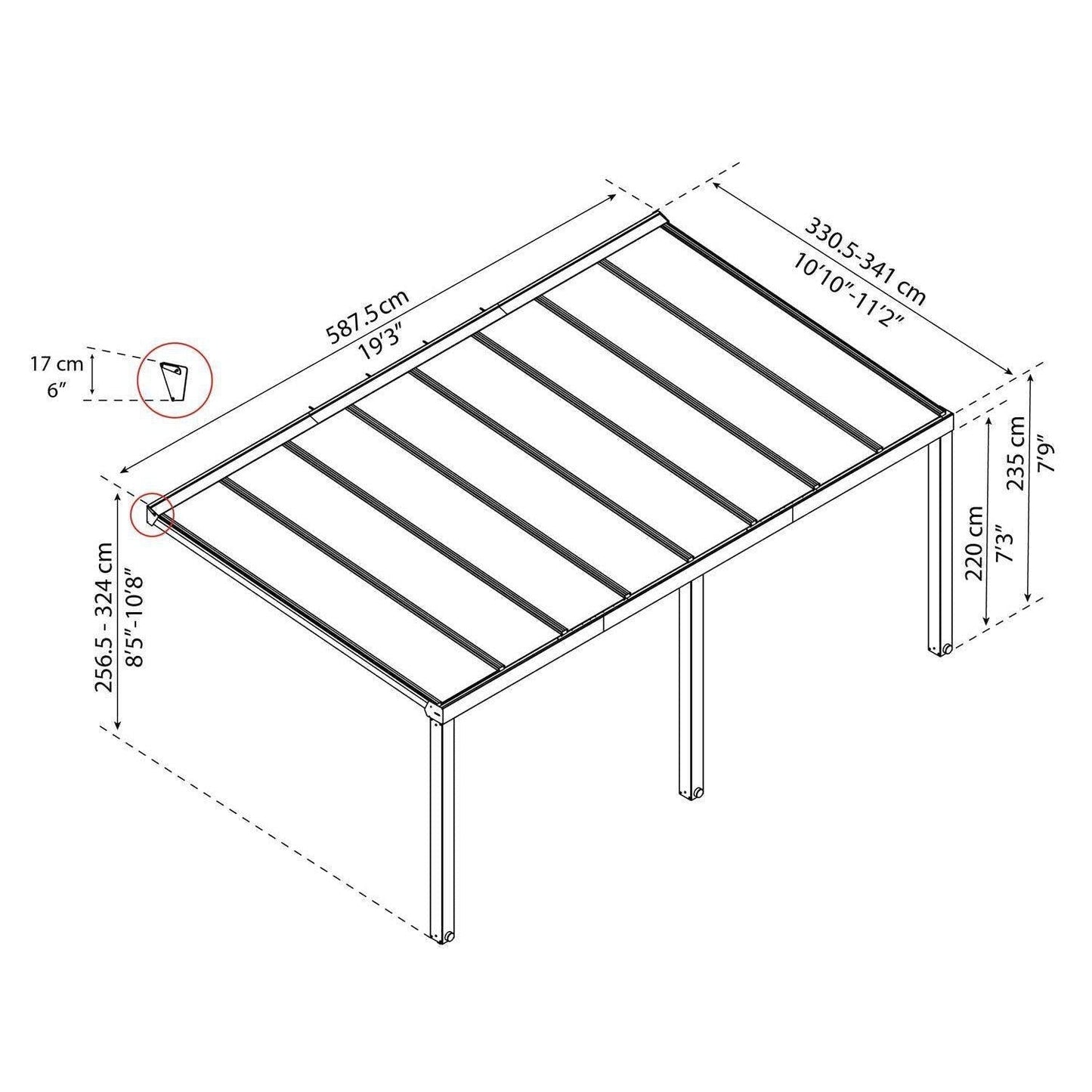 Stockholm Patio Covers 11 x 19 ft. Clear Panels | Palram-Canopia - Delightful Yard