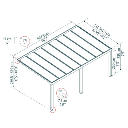 Stockholm Aluminum Patio Covers 11 x 19 ft. Clear Panels | Palram-Canopia-Delightful Yard