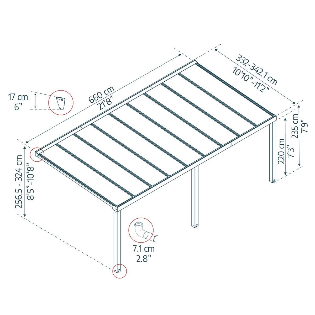 Stockholm Aluminum Patio Covers 11 x 22 ft. Clear Panels | Palram-Canopia-Delightful Yard