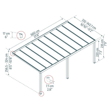 Stockholm Aluminum Patio Covers 11 x 22 ft. Clear Panels | Palram-Canopia-Delightful Yard