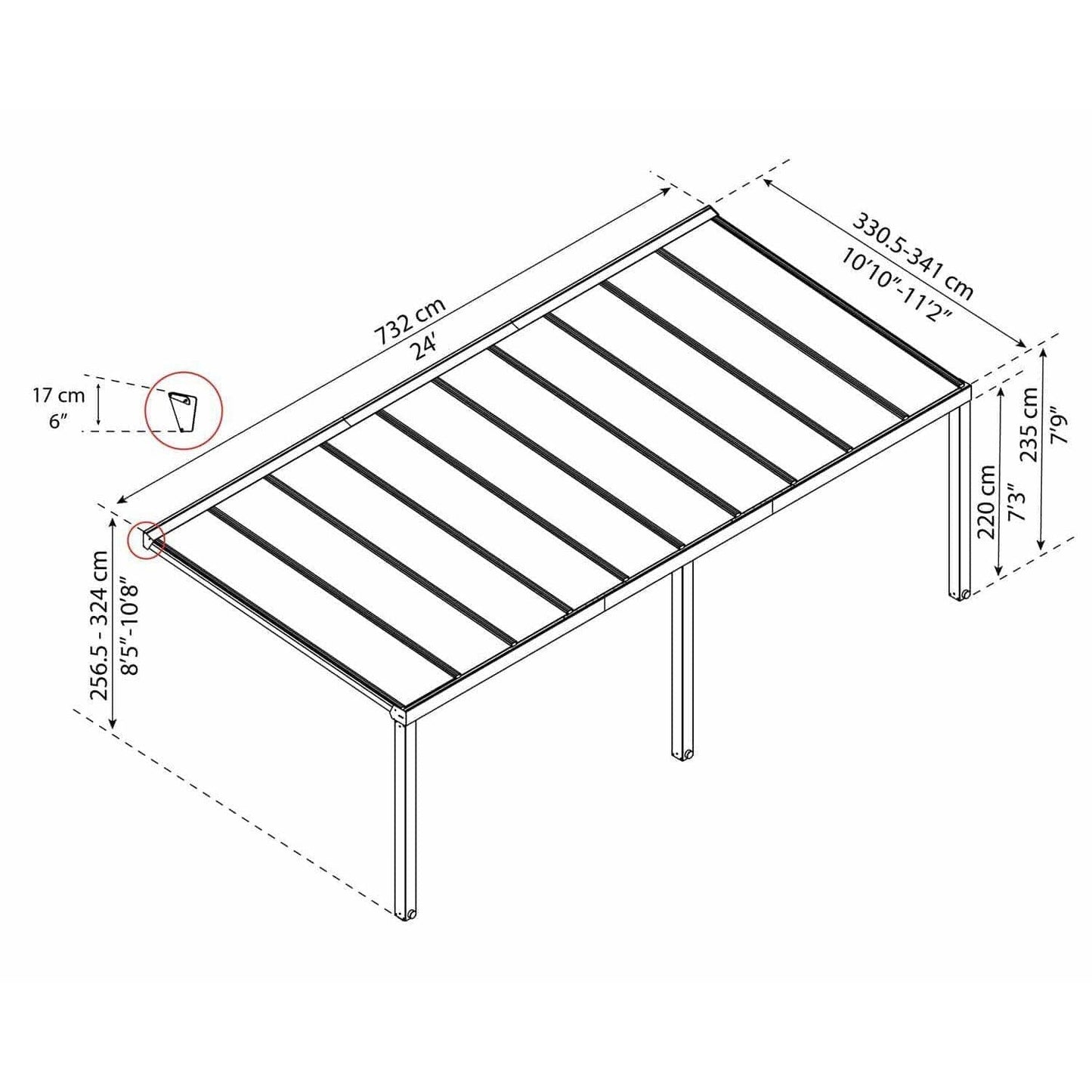 Stockholm Patio Covers 11 x 24 ft. Clear Panels | Palram-Canopia - Delightful Yard