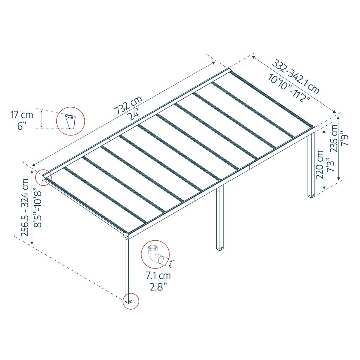 Stockholm Aluminum Patio Covers 11 x 24 ft. Clear Panels | Palram-Canopia-Delightful Yard