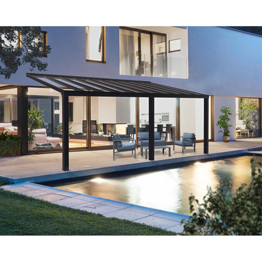 Stockholm Aluminum Patio Covers 11 x 24 ft. Clear Panels | Palram-Canopia-Delightful Yard