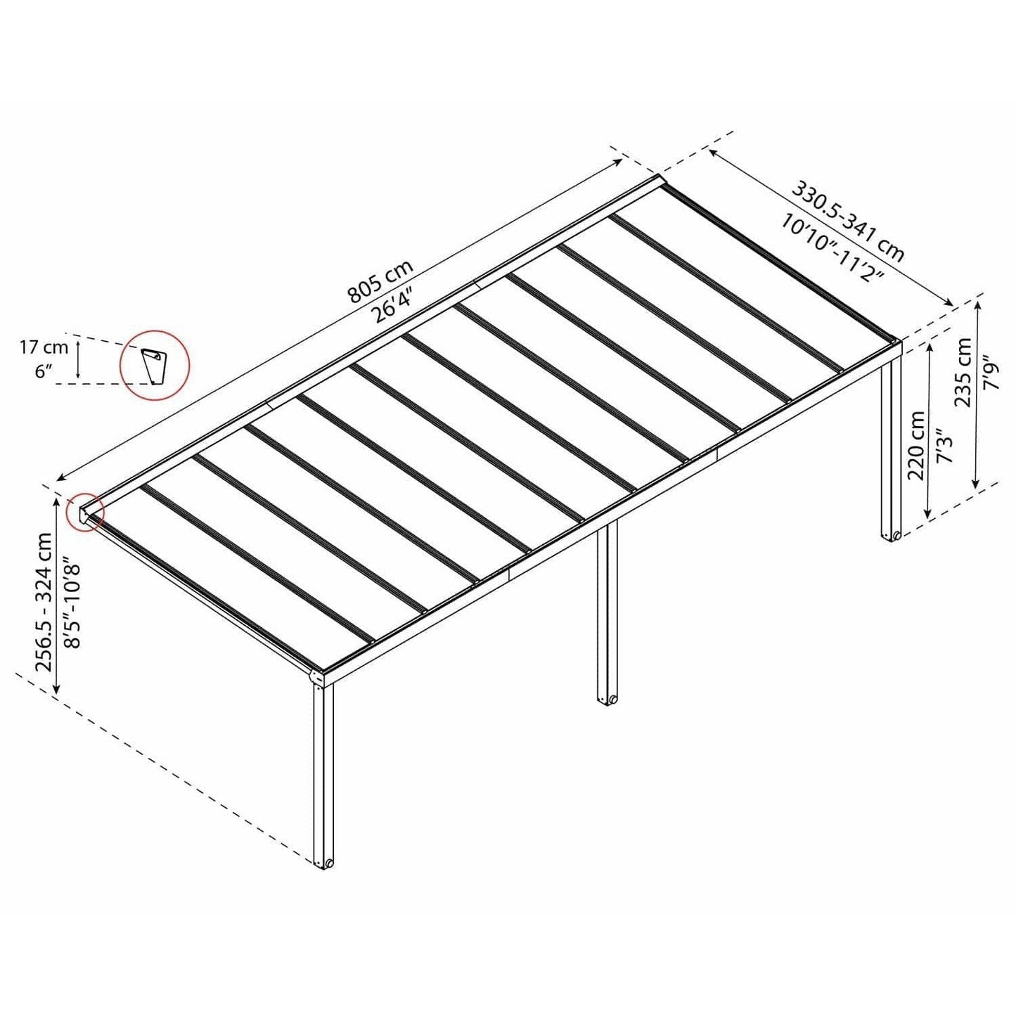 Stockholm Patio Covers 11 x 26 ft. Clear Panels | Palram-Canopia - Delightful Yard