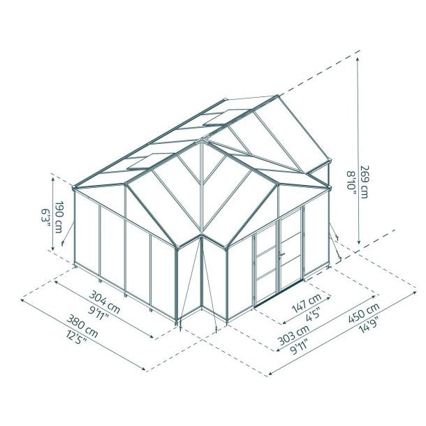 Triomphe Garden Chalet Greenhouse Solarium 15 x 12 ft. | Palram-Canopia-Delightful Yard