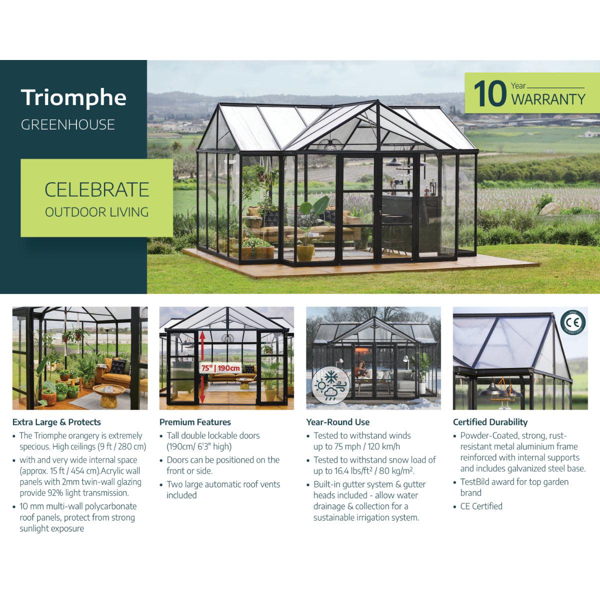 Triomphe Garden Chalet Greenhouse Solarium 15 x 12 ft. | Palram-Canopia-Delightful Yard