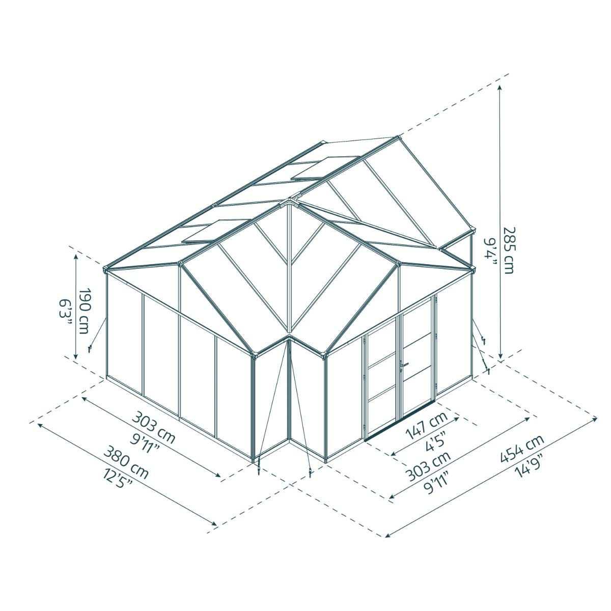 Triomphe Garden Chalet Greenhouse Solarium 15 x 12 ft. | Palram-Canopia-Delightful Yard