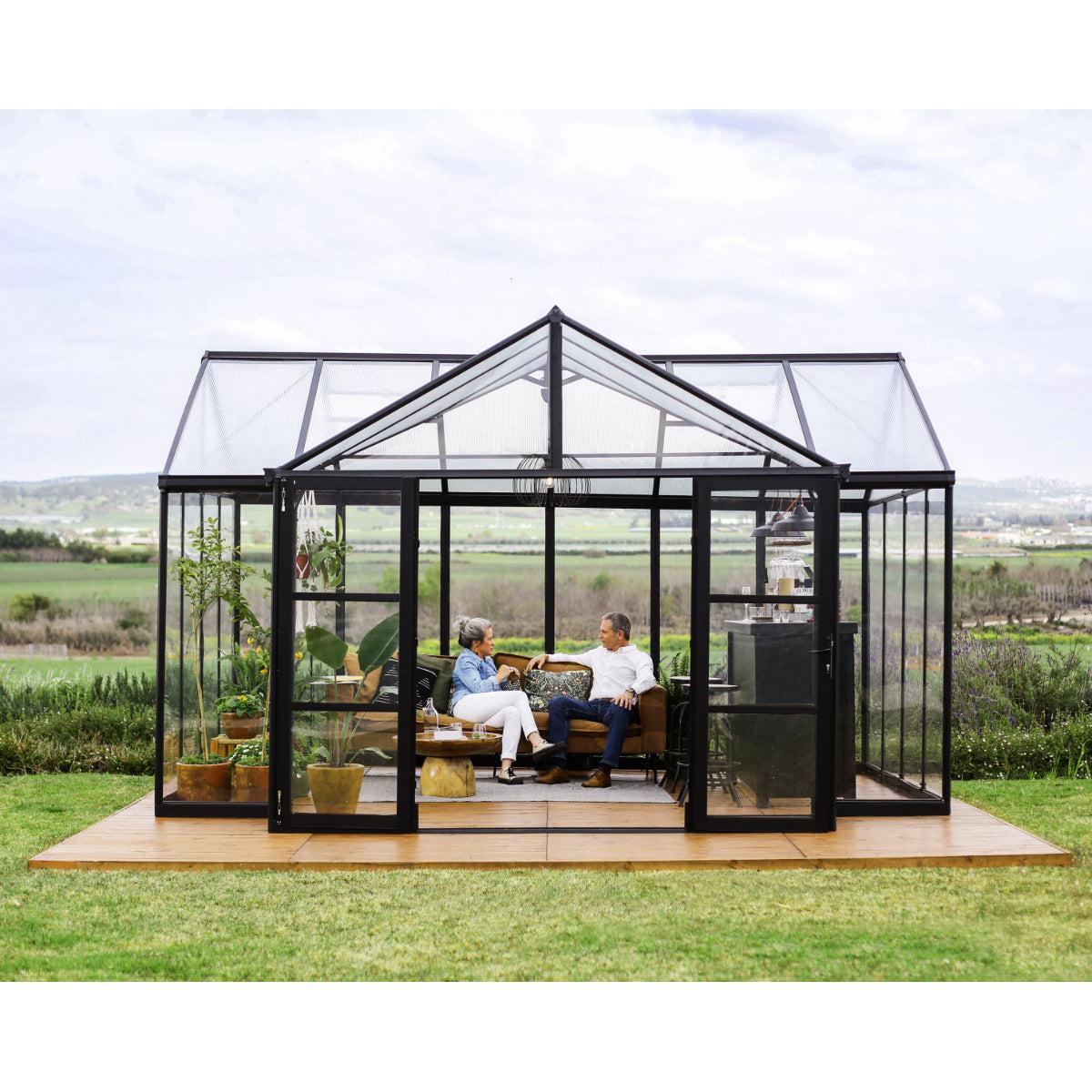 Triomphe Garden Chalet Greenhouse Solarium 15 x 12 ft. | Palram-Canopia-Delightful Yard