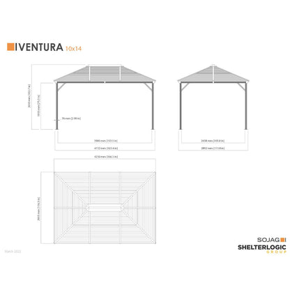 Ventura Aluminum Gazebo 10 x 14 ft | Sojag-Delightful Yard