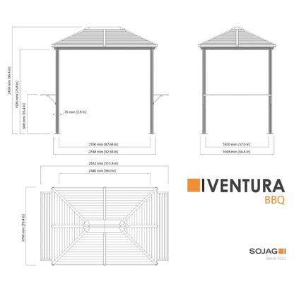 Ventura Aluminum Grill Gazebo 5 x 8 ft | Sojag-Delightful Yard