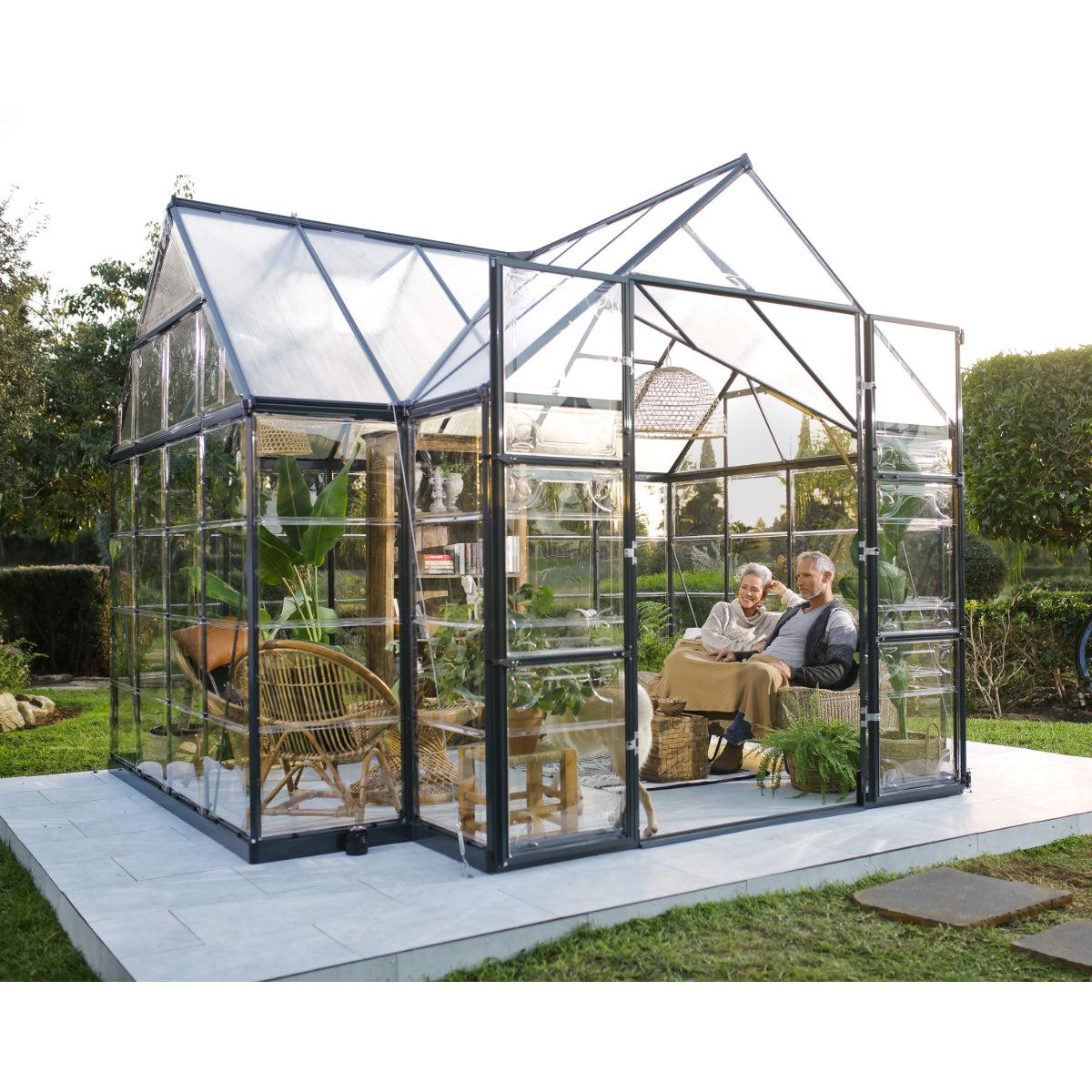 Victory Garden Chalet Greenhouse Solarium 12 x 10 ft. | Palram-Canopia-Delightful Yard