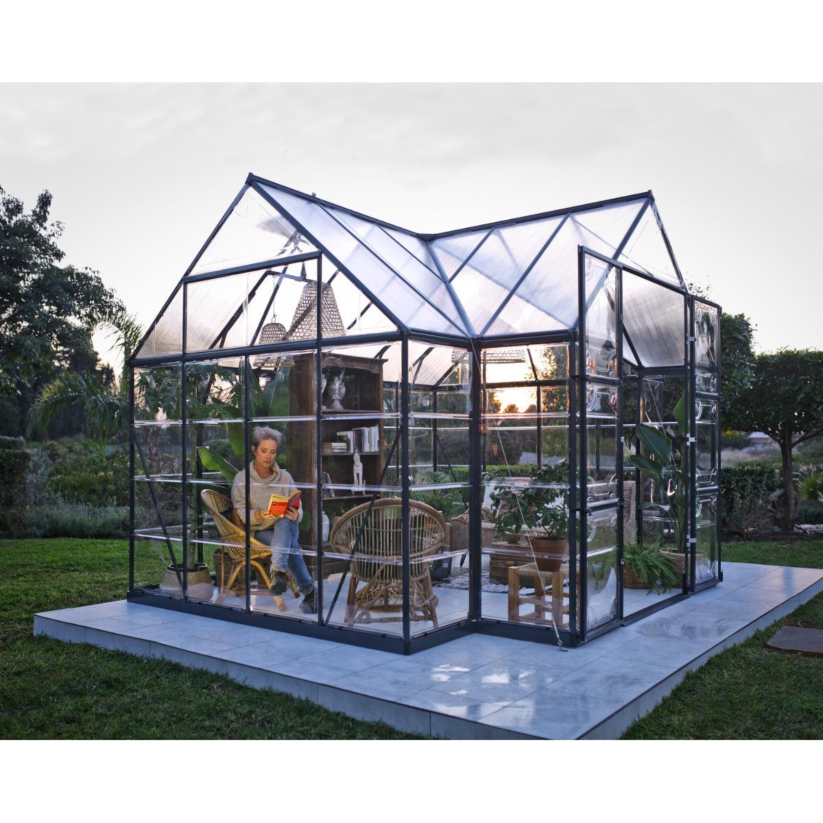 Victory Garden Chalet Greenhouse Solarium 12 x 10 ft. | Palram-Canopia-Delightful Yard