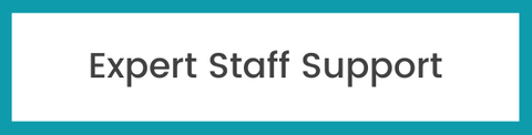 Text 'Expert Staff Support' on a teal and white background