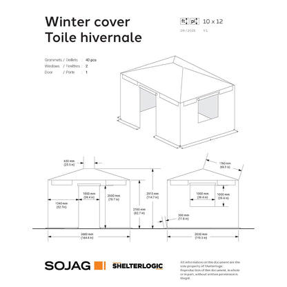 Bâche d'hiver pour gazebo 3 x 3,6 m | Sojag