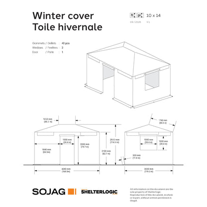 Bâche d'hiver pour gazebo 3 x 4,2 m | Sojag