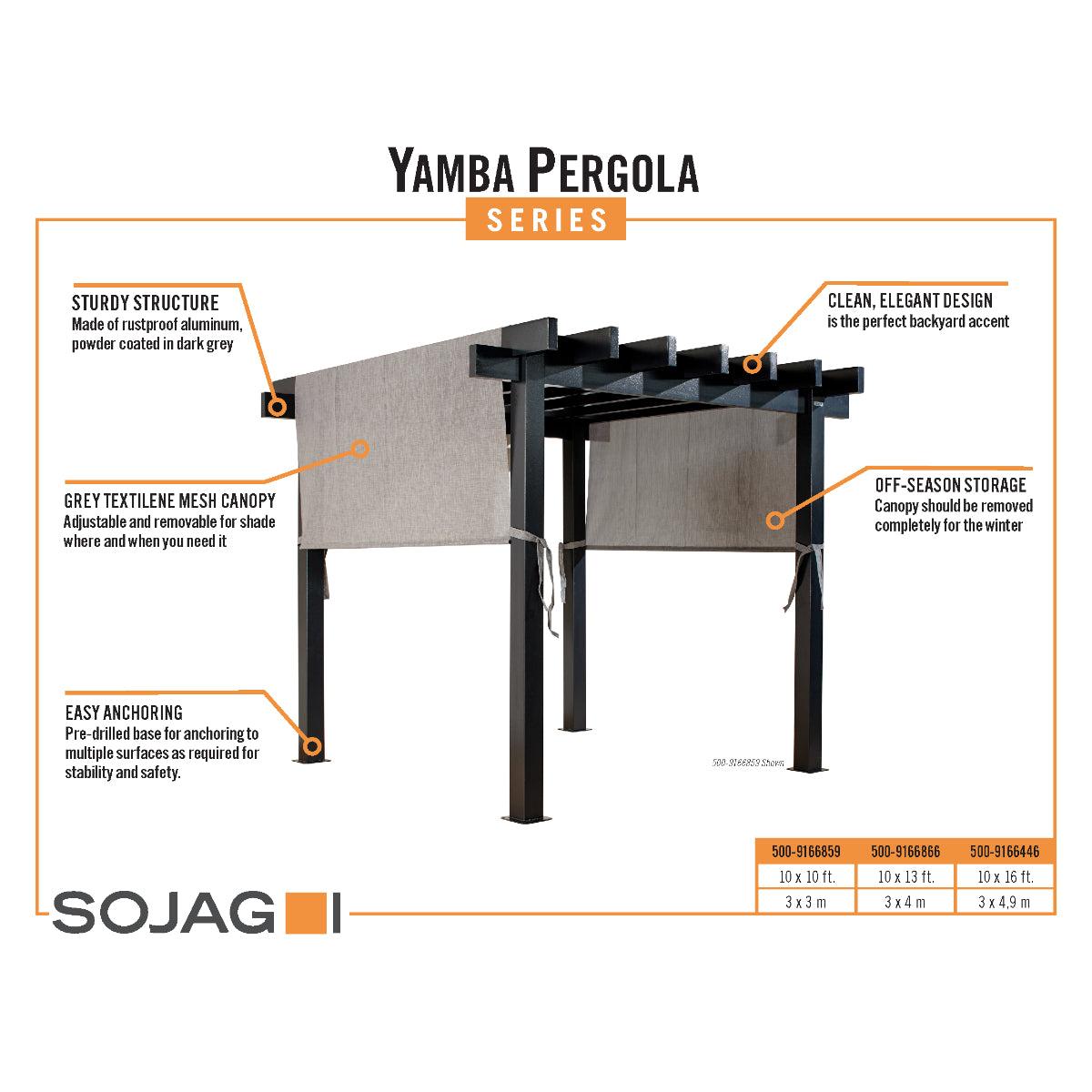 Yamba 10 x 16.5 ft. Aluminum Pergola| Sojag-Delightful Yard