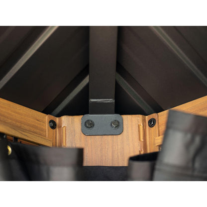 Yosemite Aluminum Gazebo 10 x 10 ft. Double Roof Wood Finish | Gazebo PenGuin-Delightful Yard