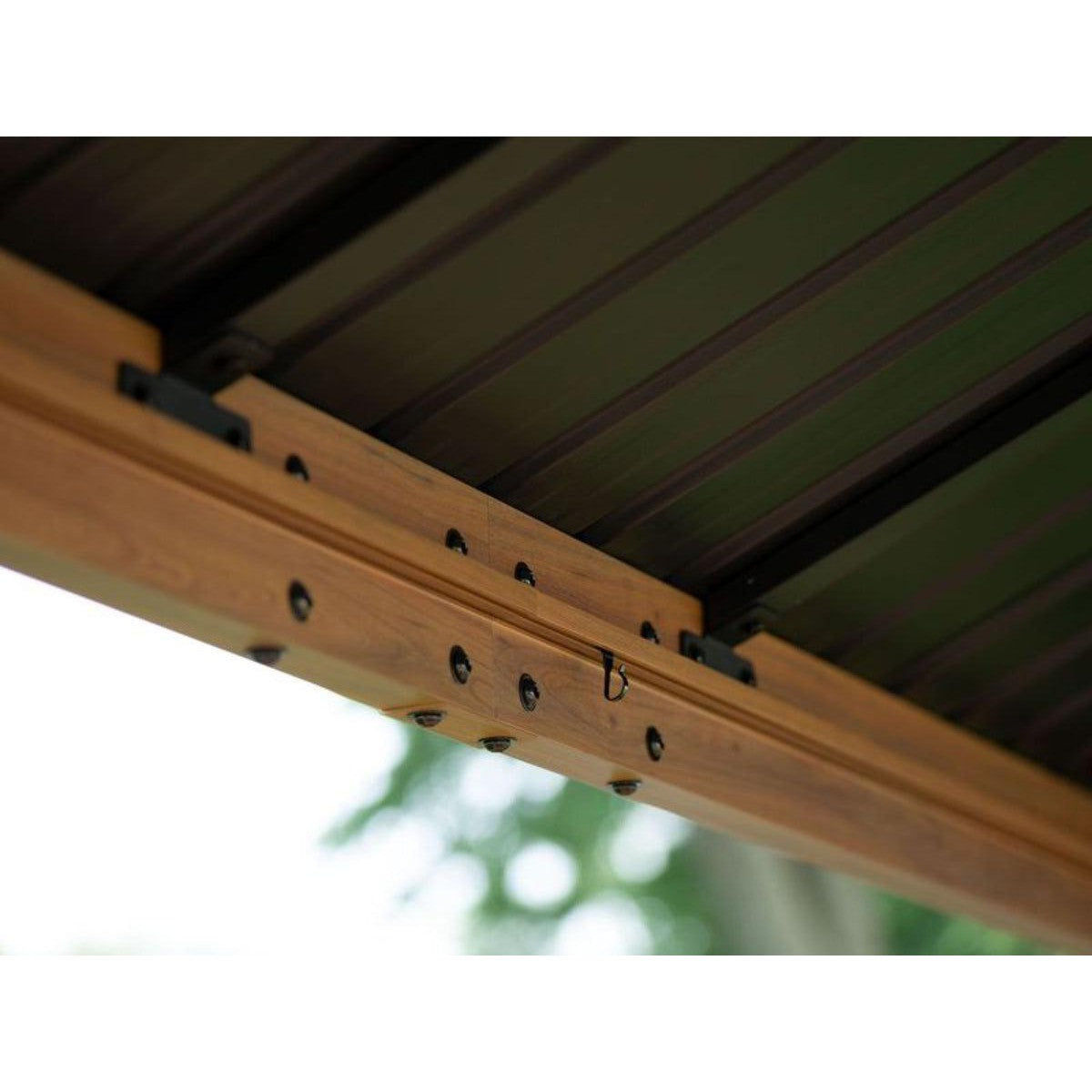 Yosemite Aluminum Gazebo 10 x 12 ft. Double Roof Wood Finish | Gazebo PenGuin-Delightful Yard