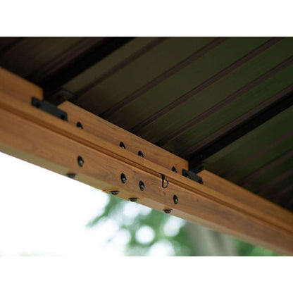 Yosemite Aluminum Gazebo 10 x 12 ft. Double Roof Wood Finish | Gazebo PenGuin-Delightful Yard