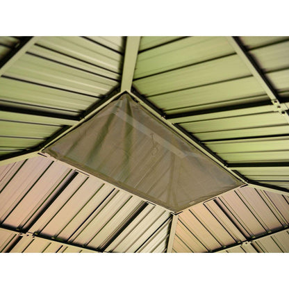 Yosemite Aluminum Gazebo 10 x 12 ft. Double Roof Wood Finish | Gazebo PenGuin-Delightful Yard