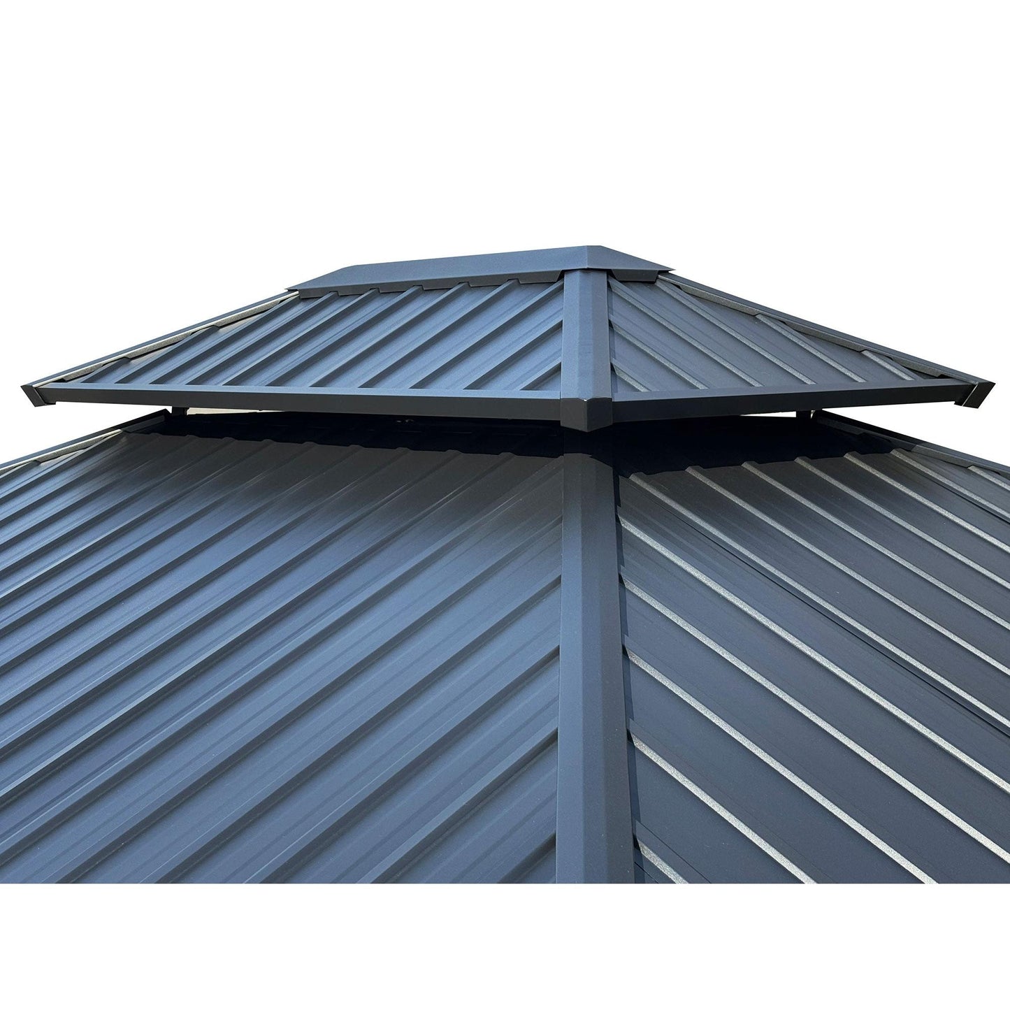Yosemite Aluminum Gazebo 10 x 10 ft. Double Roof Wood Finish | Gazebo PenGuin-Delightful Yard